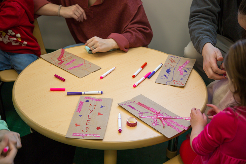 Image of children participating in Valentines craft